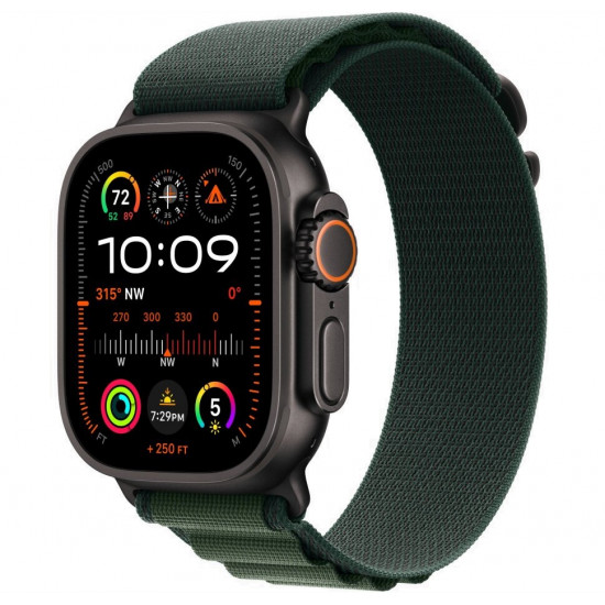 Apple Watch Ultra 2 49mm Black Titanium Case With L Dark Green Alpine Loop