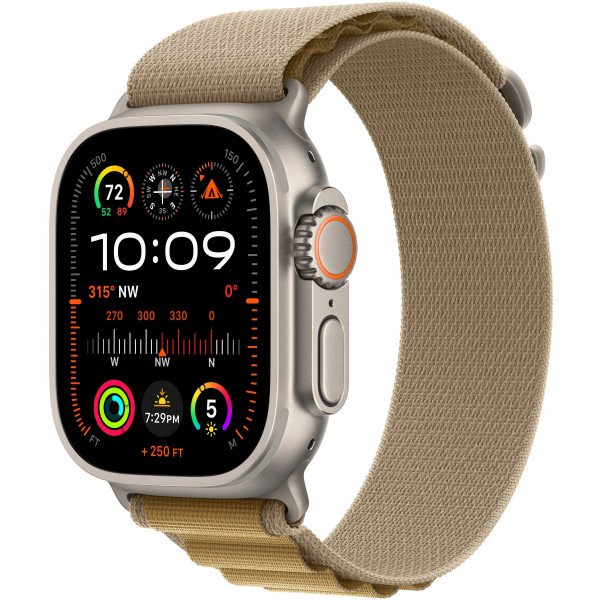 Apple Watch Ultra 2 49mm Natural Titanium Case With M Tan Alpine Loop