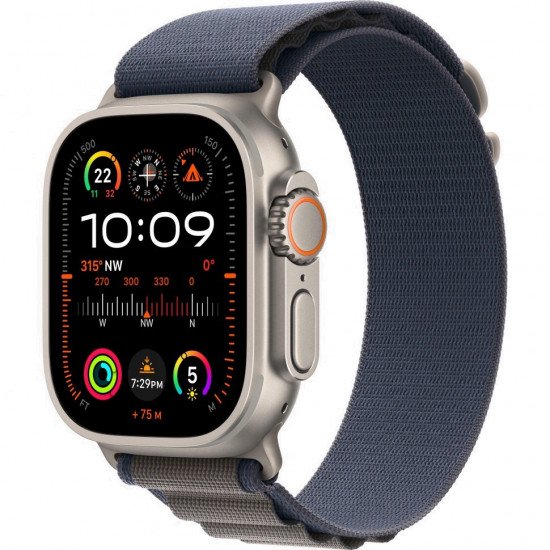 Apple Watch Ultra 2 49mm Natural Titanium Case With L Blue Alpine Loop