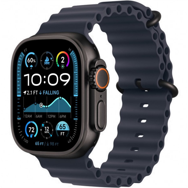 Apple Watch Ultra 2 49mm Black Titanium Case With Navy Ocean Band