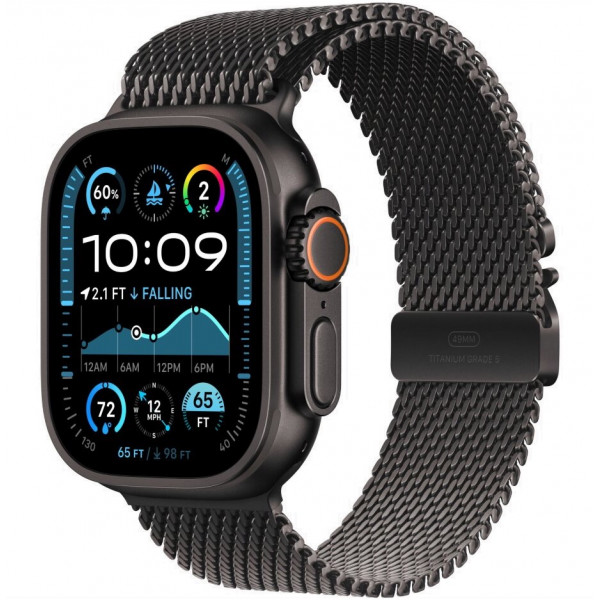 Apple Watch Ultra 2 49mm Black Titanium Case With M Black Milanese Loop