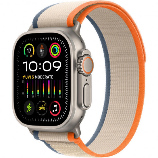 Apple Watch Ultra 2 49mm Natural Titanium Case With Orange Trail Loop