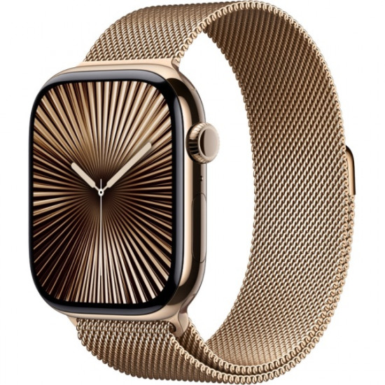 Apple Watch Series 10 46mm Gold Titanium Case With Gold Milanese Loop M/L