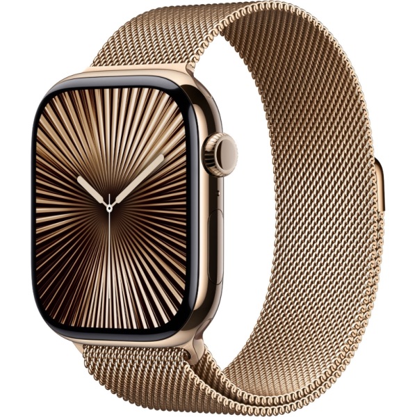 Apple Watch Series 10 46mm Gold Titanium Case With Gold Milanese Loop M/L