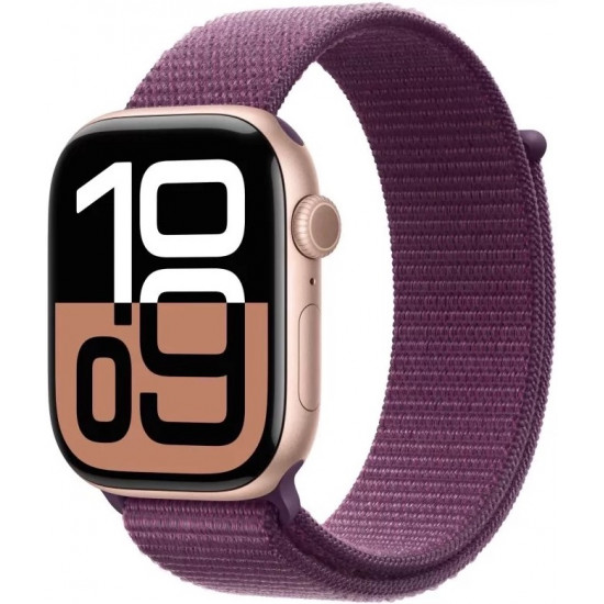 Apple Watch Series 10 46mm Rose Gold Aluminium Case With Plum Sport Loop