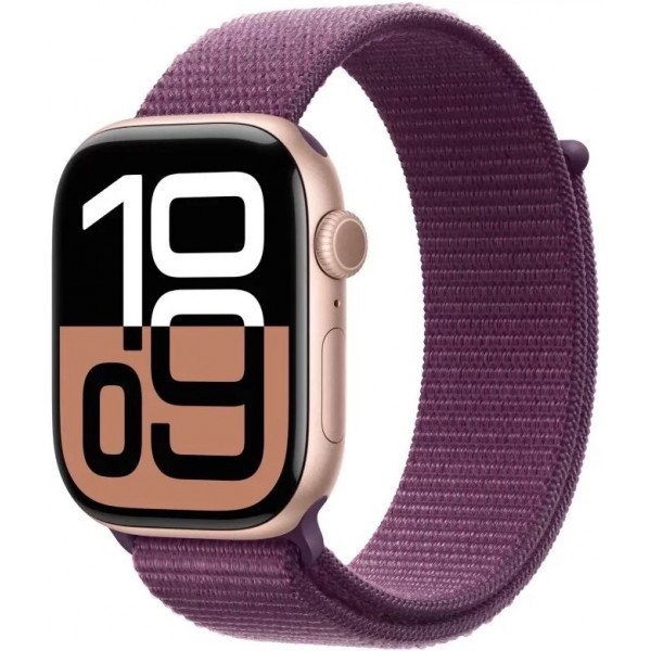 Apple Watch Series 10 46mm Rose Gold Aluminium Case With Plum Sport Loop