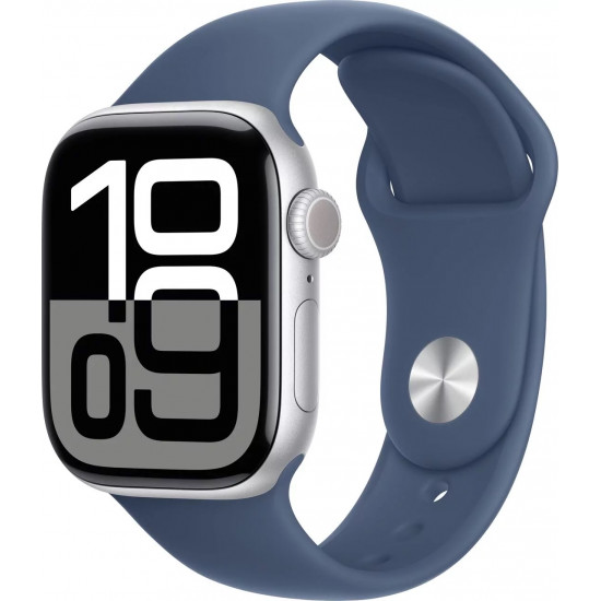 Apple Watch Series 10 42mm Silver Aluminium Case With Denim Sport Band S/M