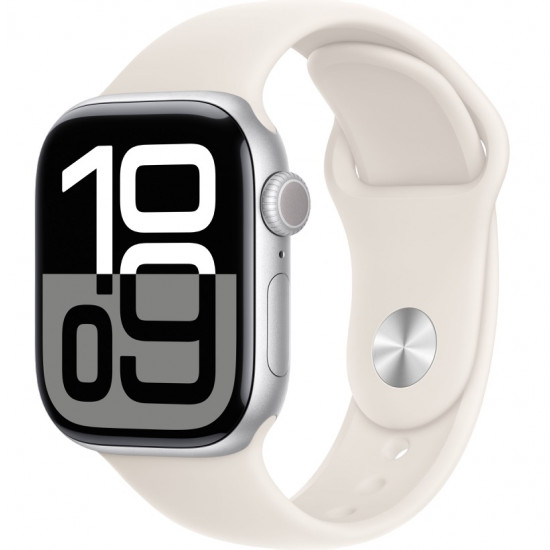 Apple Watch Series 10 42mm Silver Aluminium Case With Starlight Sport Band S/M