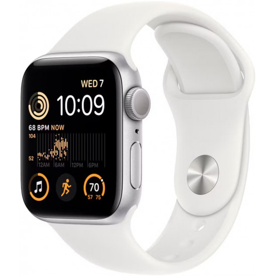 Apple Watch Series SE 2022 44mm Aluminium Case GPS, Silver/White Sport Band