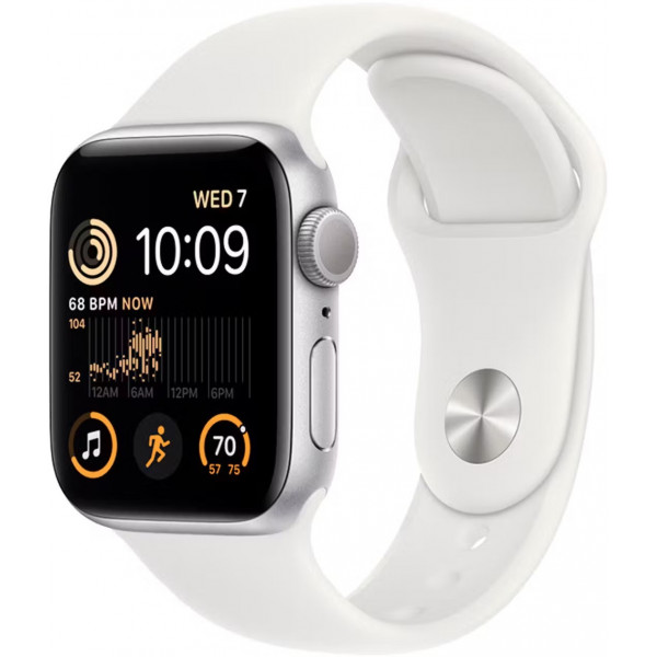 Apple Watch Series SE 2022 44mm Aluminium Case GPS, Silver/White Sport Band