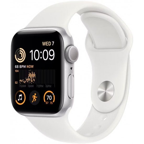 Apple Watch Series SE 2022 44mm Aluminium Case GPS, Silver/White Sport Band