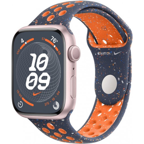 Apple Watch Series 9 41mm, Pink/Blue, Flame Nike Sport Band S/M